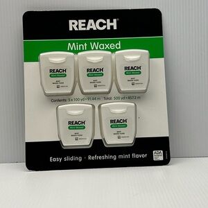 Reach Mint Waxed Dental Floss - 5 pack - 100 yds ea - Total 500 yds - New